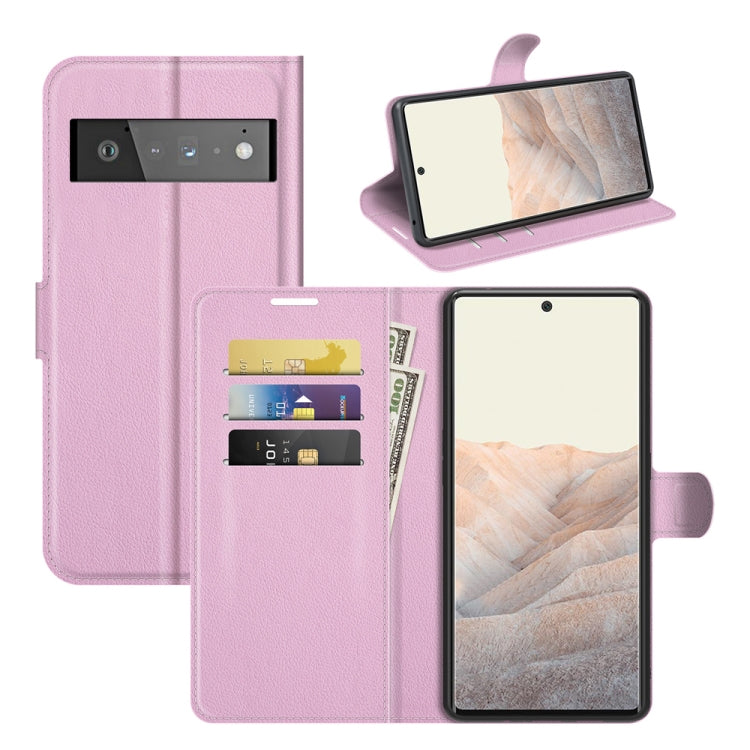 Lavender litchi-texture flip wallet phone case with card slots and holder