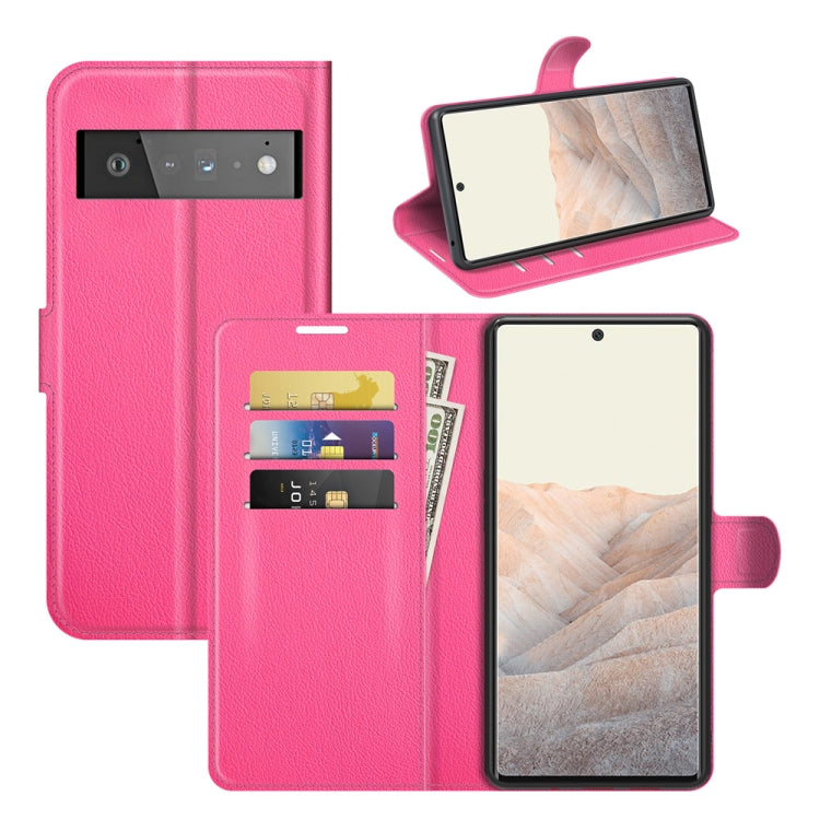 Pink litchi-texture flip wallet phone case with card slots and holder