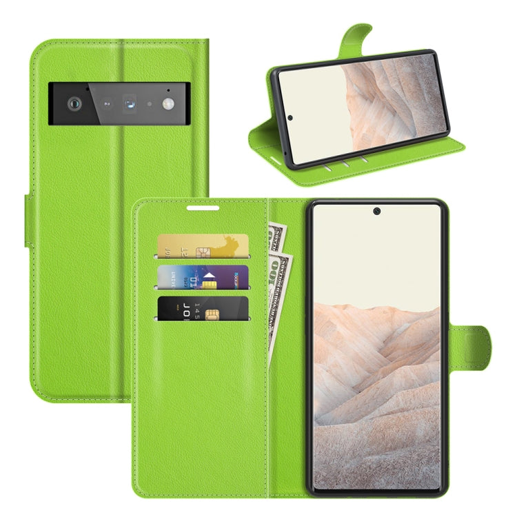 Green litchi-texture flip wallet phone case with card slots and holder