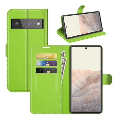 Green litchi-texture flip wallet phone case with card slots and holder