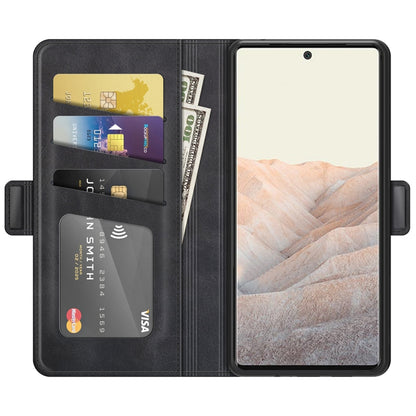 Black leather wallet flip case with multiple card slots and phone front cover