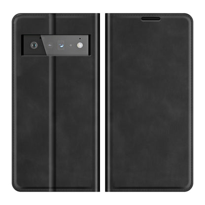 Dark gray leather-style magnetic wallet case for Google Pixel 6 Pro, front/back view