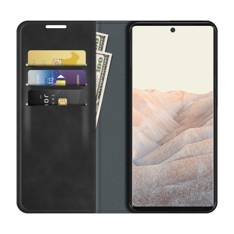 Black leather-style wallet case for Google Pixel 6 Pro with card slots pocket