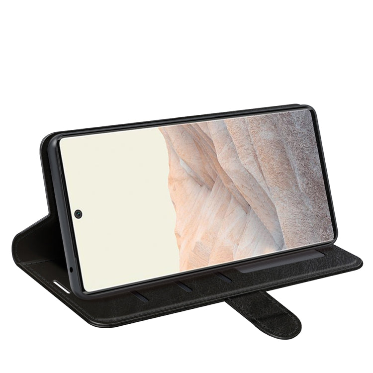 Black folio flip case with kickstand for phone in landscape view, Pixel 6 Pro