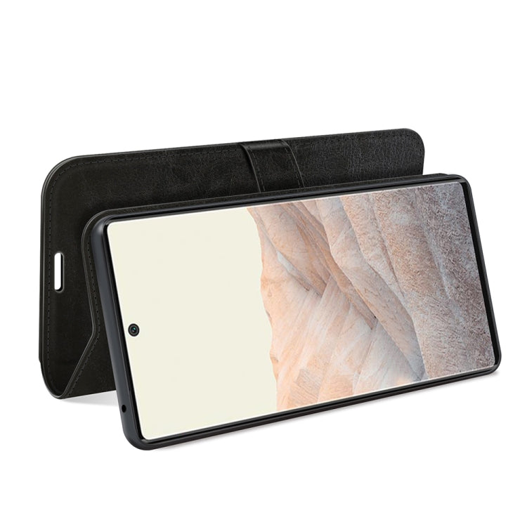 Black leather-look flip case with flap and viewing window for Pixel 6 Pro