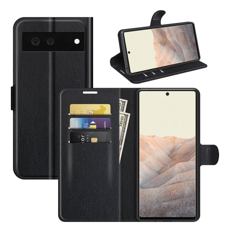 Black flip protective phone case with card slots and holder for Google Pixel 6