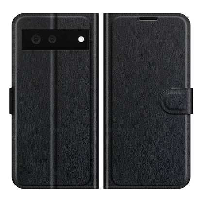 Black textured flip phone case with side wallet pocket for Google Pixel 6