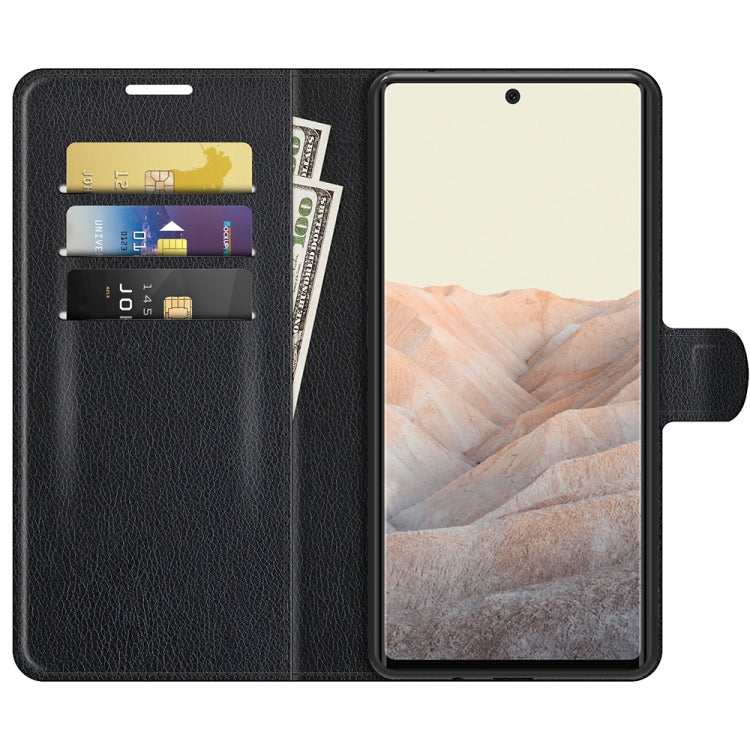 Black flip wallet case with card slots and kickstand holder for Google Pixel 6