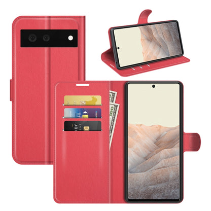 Red flip protective phone case with card slots and holder for Google Pixel 6