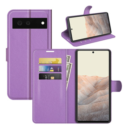 Purple flip protective phone case with card slots and holder for Google Pixel 6