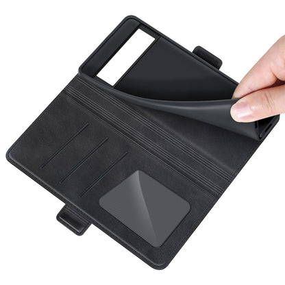 Black leather folio case interior with card slots and a mesh pocket