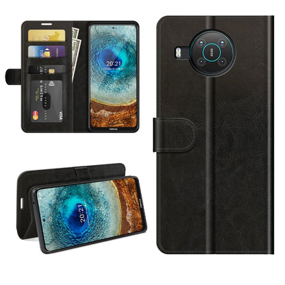 Black flip protective wallet case for Nokia X10/X20 with card slots and phone stand