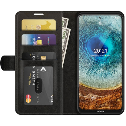 Black flip wallet case for Nokia X10/X20 with card slots and window view