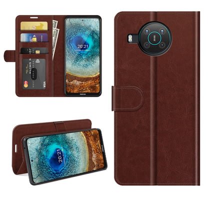 Brown flip protective wallet case for Nokia X10/X20 with card slots and phone stand