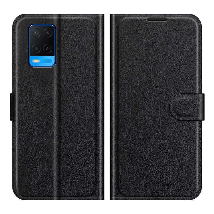 Black leather-texture flip wallet case with magnetic flap for OPPO phone