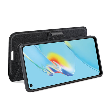 Black flip wallet case with raised edges and stand for OPPO phone