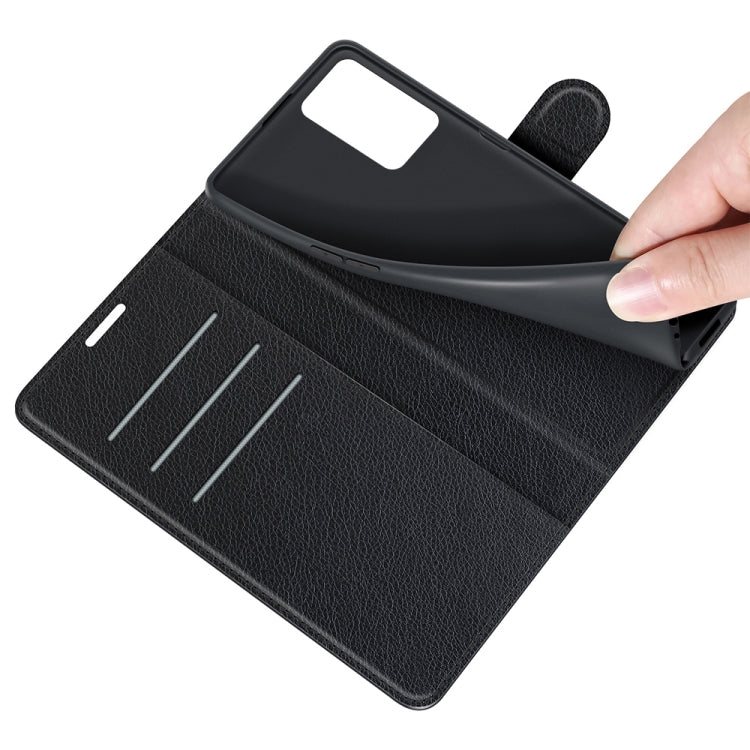 Black wallet-style protective case with card compartments and cutout for camera