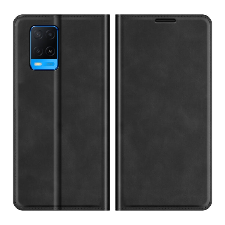 Black leather phone wallet case with magnetic closure and card slot openings
