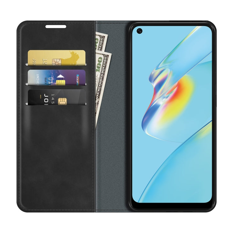Grey leather wallet phone case with card slots and magnetic closure, folding stand