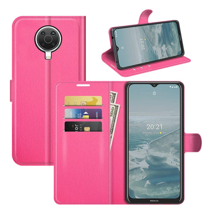 Hot pink flip wallet phone case with card slots and stand