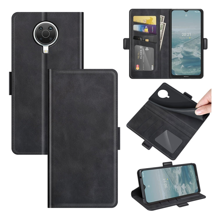 Black horizontal flip leather phone case with card slots and magnetic closure
