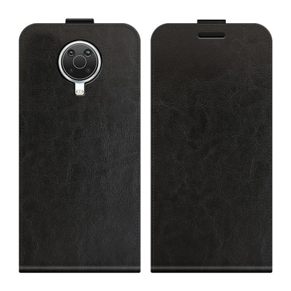 Black leather flip phone case for Nokia G10/G20, with top fold and smooth textured finish