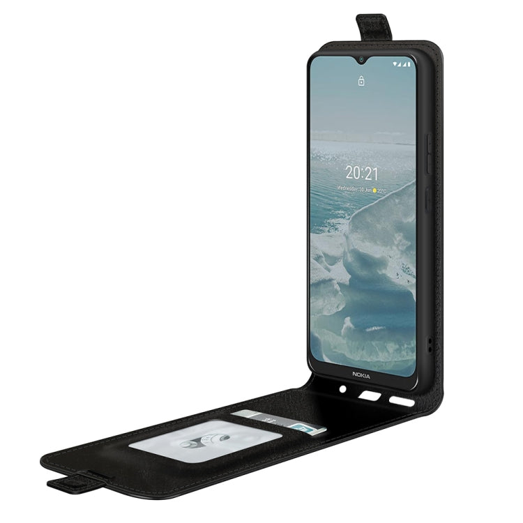 Black leather flip phone case for Nokia G10/G20 with open card slot and protective front