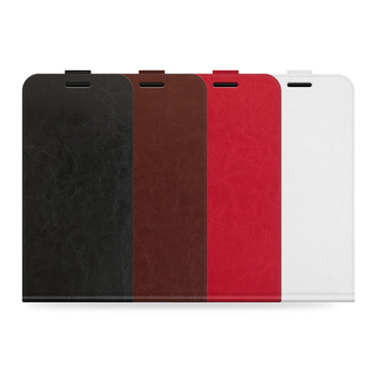 Set of leather vertical flip phone cases in black, brown, red, and white for Nokia G10/G20