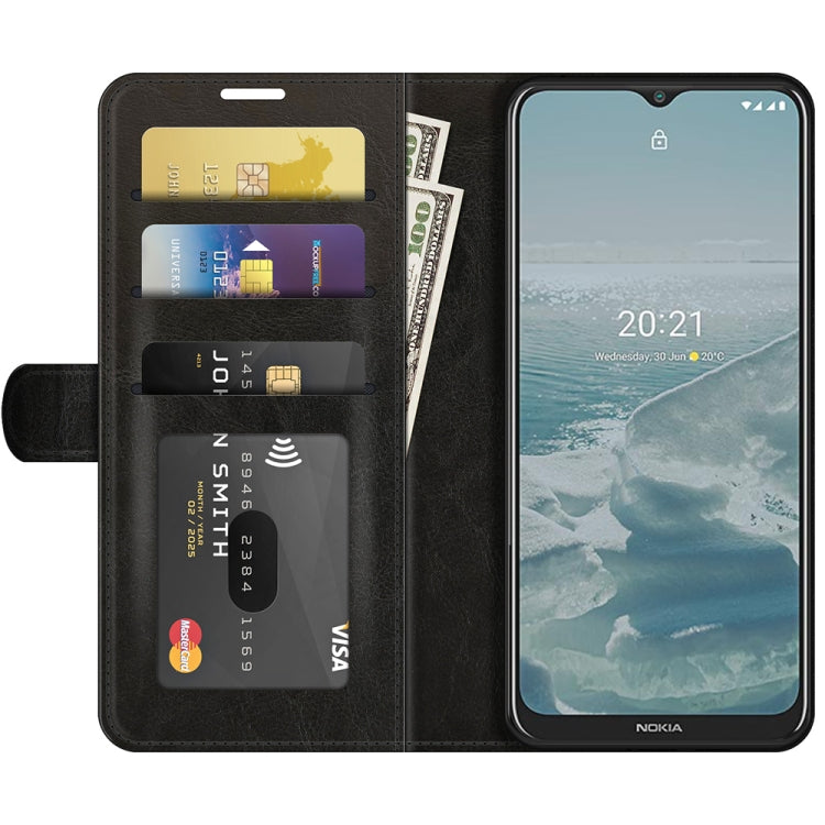 Black wallet-style flip case with card pockets and phone cover for Nokia G10/G20
