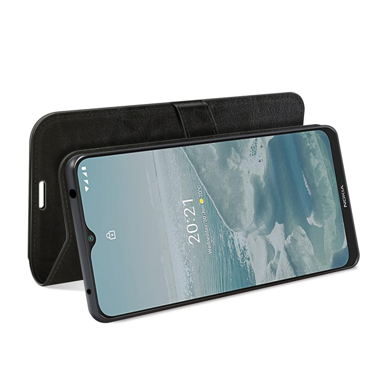 Black textured flip case with card holder panel side view for Nokia G10/G20