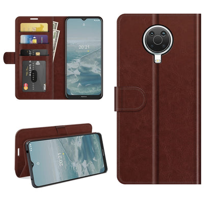 Brown textured flip phone case with card slots and stand for Nokia G10/G20