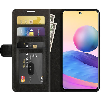 Black wallet flip phone case for Poco M3 Pro 5G with card slots and fold-out front cover