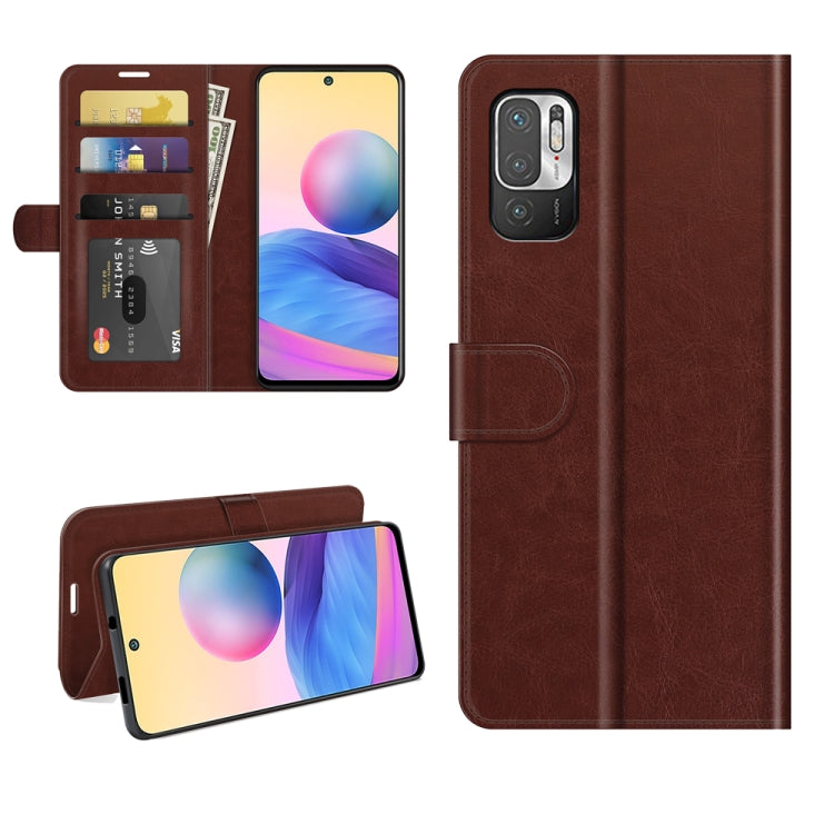 Brown wallet flip phone case for Poco M3 Pro 5G with card slots and magnetic closure