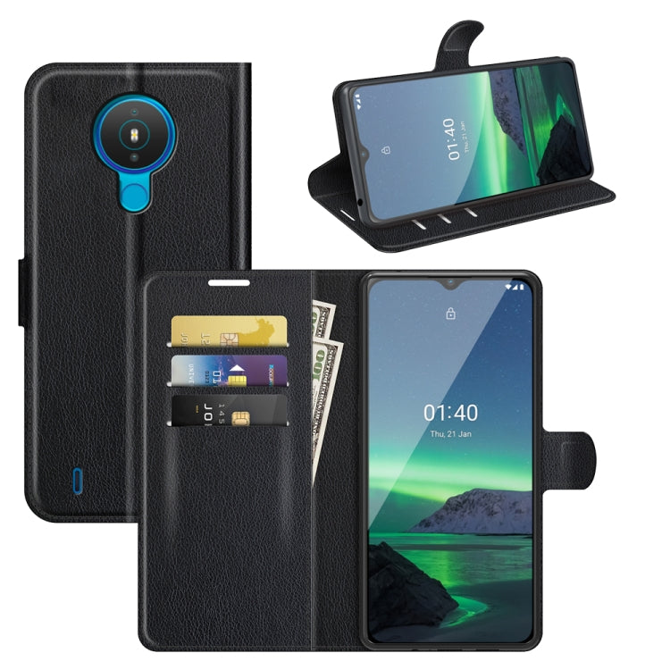 Black flip protective phone case with card slots and wallet-style cover for Nokia 1.4