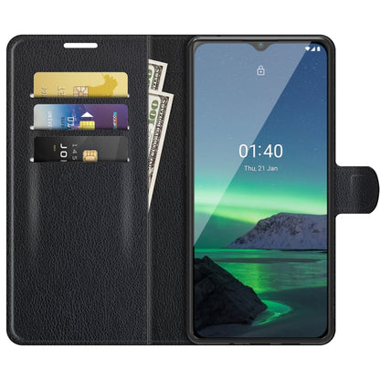 Black flip protective phone case with card slots and front window for Nokia 1.4