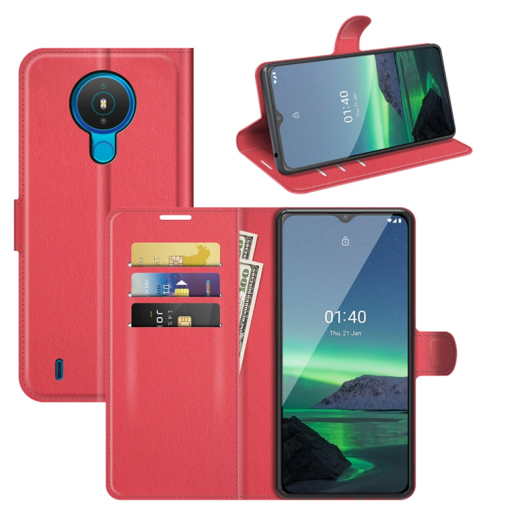 Red flip protective case with card slots and wallet-style cover for Nokia 1.4