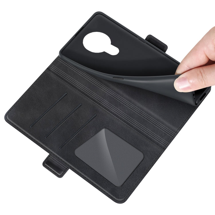Black flip wallet case interior with card slots and textured card pocket for storage.