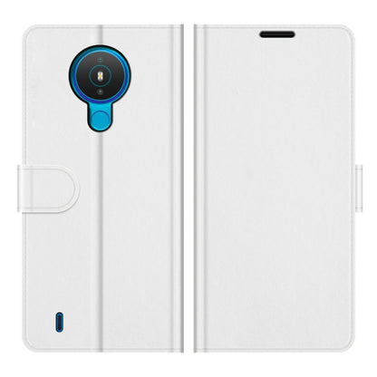 White flip protective phone case with camera cutout and wallet card slots