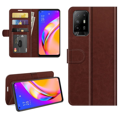 Brown flip wallet protective phone case with card slots and stand for viewing