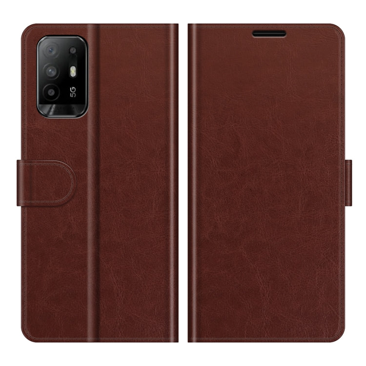 Brown flip protective phone case with magnetic-style closure and side cutouts