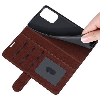 Brown flip wallet phone case showing interior card slots and removable cover