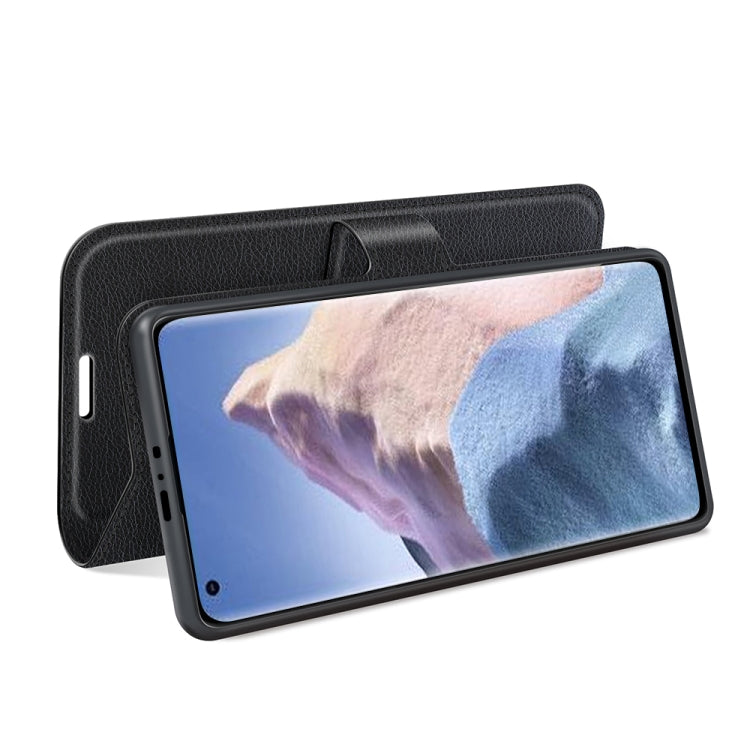 Black textured folio flip case with front camera cutout for Xiaomi Mi 11 Ultra