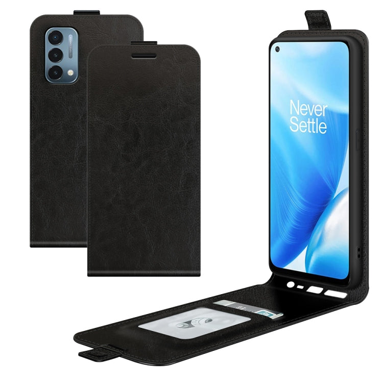 Black wallet-style flip phone case with card slots and built-in photo frame