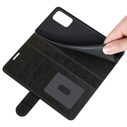 Black textured wallet phone case with card slot pocket and snap closure