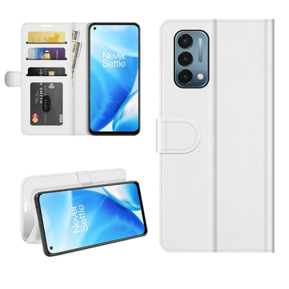 White flip wallet phone case with card slots and camera cutout