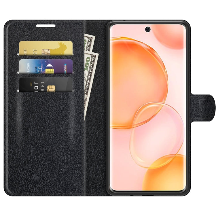 Black flip phone wallet case for For Honor 50 with card slots and phone cutout