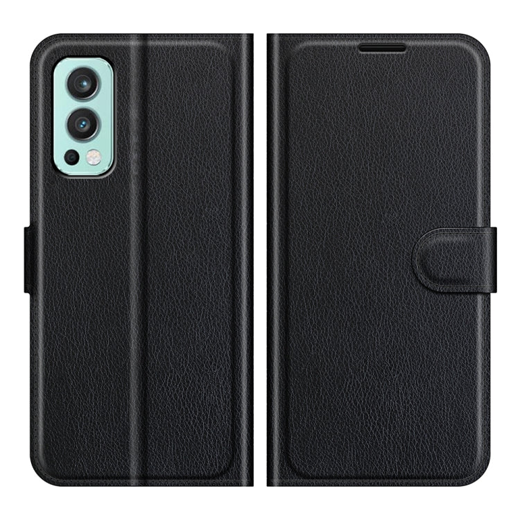 Black litchi-texture flip phone wallet case with hand strap and phone cutout