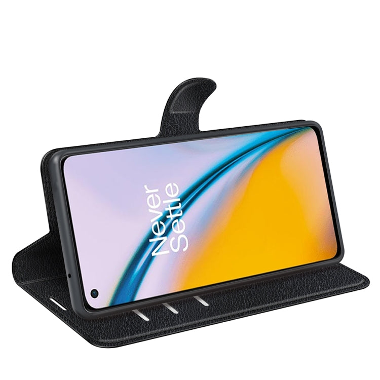Black litchi-texture flip wallet case with stand for landscape phone viewing