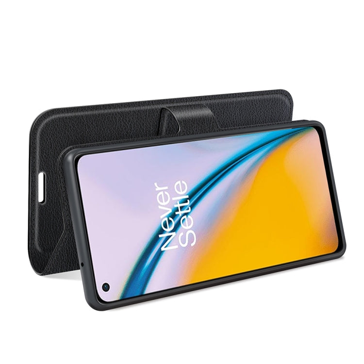 Black litchi-texture flip wallet case with flip cover and phone screen window