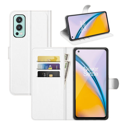 White litchi-texture flip wallet phone case with card slots and magnetic flap holder